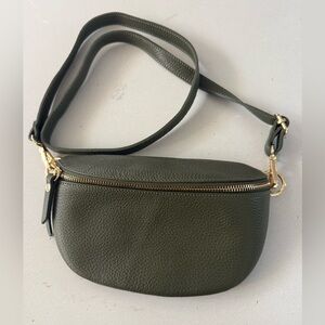 Ellie Beaumont Olive Leather Crossbody Bag